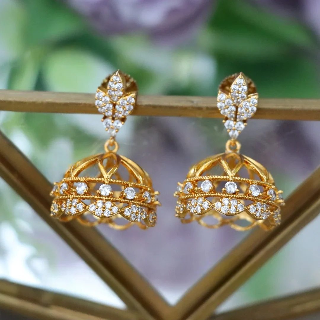 Ethereal Gold Plated Jhumka Earrings